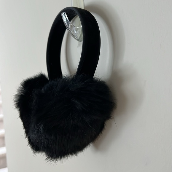 Black Rabbit fur ear muffs - Picture 5 of 7